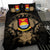 Kiribati Duvet Cover Set - Kiribati Coat Of Arms & Brown Hibiscus - Polynesian Pride