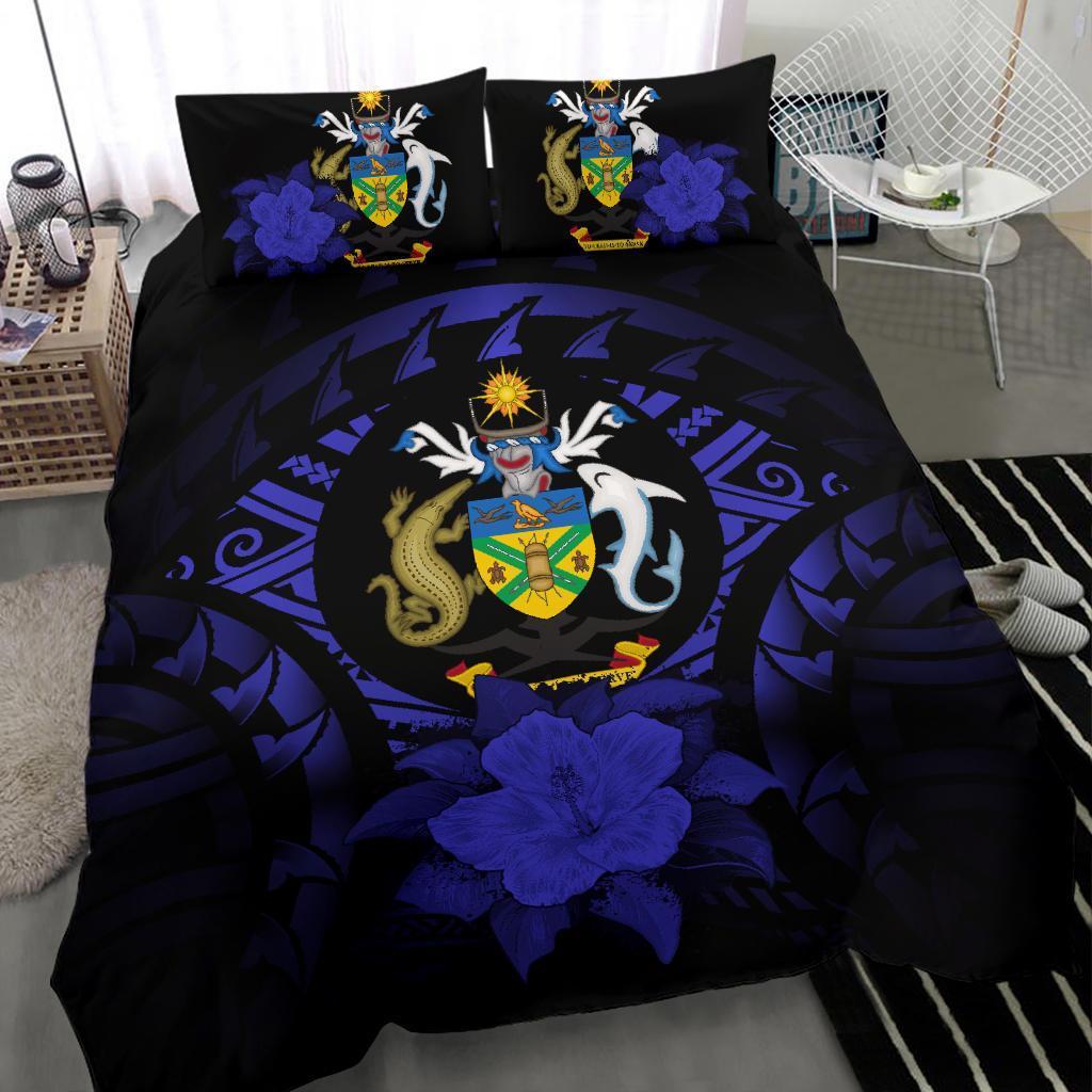 Solomon Island Duvet Cover Set - Solomon Island Coat Of Arms & Reggae Hibiscus - Polynesian Pride