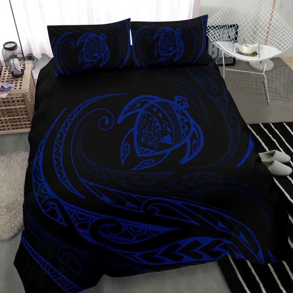 Hawaiian Map Turtle Polynesian Bedding Set - Blue - Frida Style - Polynesian Pride