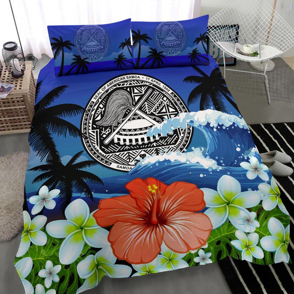 American Samoa Bedding Set Coat Of Arms Hibiscus - Polynesian Pride