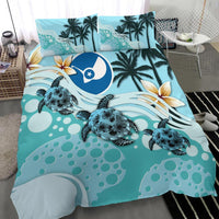 Polynesian Duvet Cover Set - Yap Bedding Set Blue Turtle Hibiscus - Polynesian Pride