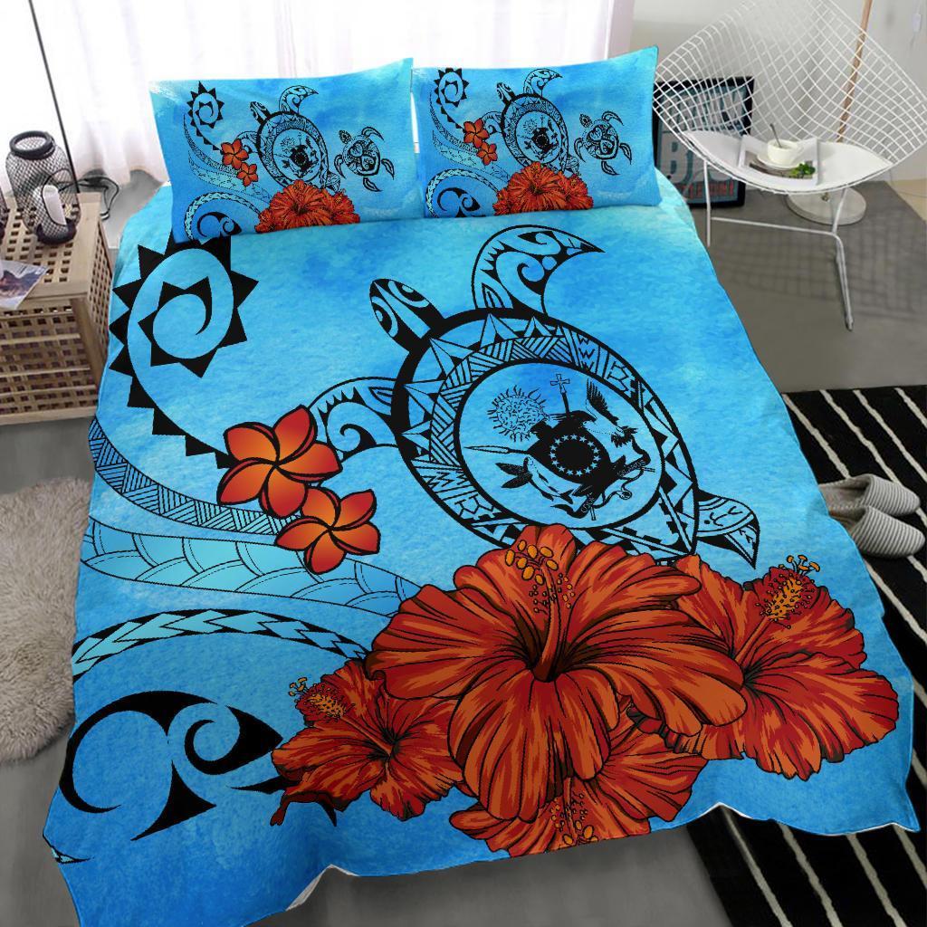 Cook Islands Coat Of Arms Poly Sea Background Bedding Set - Polynesian Pride