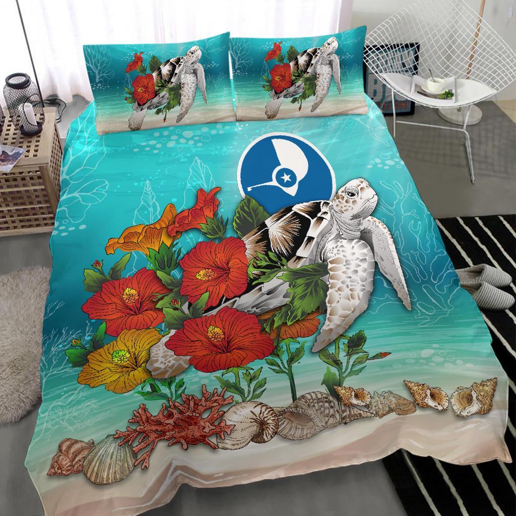 Polynesian Duvet Cover Set - Yap Bedding Set Ocean Turtle Hibiscus - Polynesian Pride