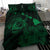 Hawaiian Map Sea Turtle Is Swimming Toward Polynesian Bedding Set Green - Polynesian Pride