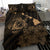 Hawaiian Map Sea Turtle Is Swimming Toward Polynesian Bedding Set Bronze - Polynesian Pride