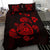 Hawaiian Map Turtle Ohana Hibicus Polynesian Bedding Set - Red - Polynesian Pride