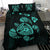 Hawaiian Map Turtle Ohana Hibicus Polynesian Bedding Set - Turquoise - Polynesian Pride