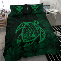 Hawaiian Map Turtle Kanaka Hibiscus Polynesian Bedding Set - Green - Polynesian Pride