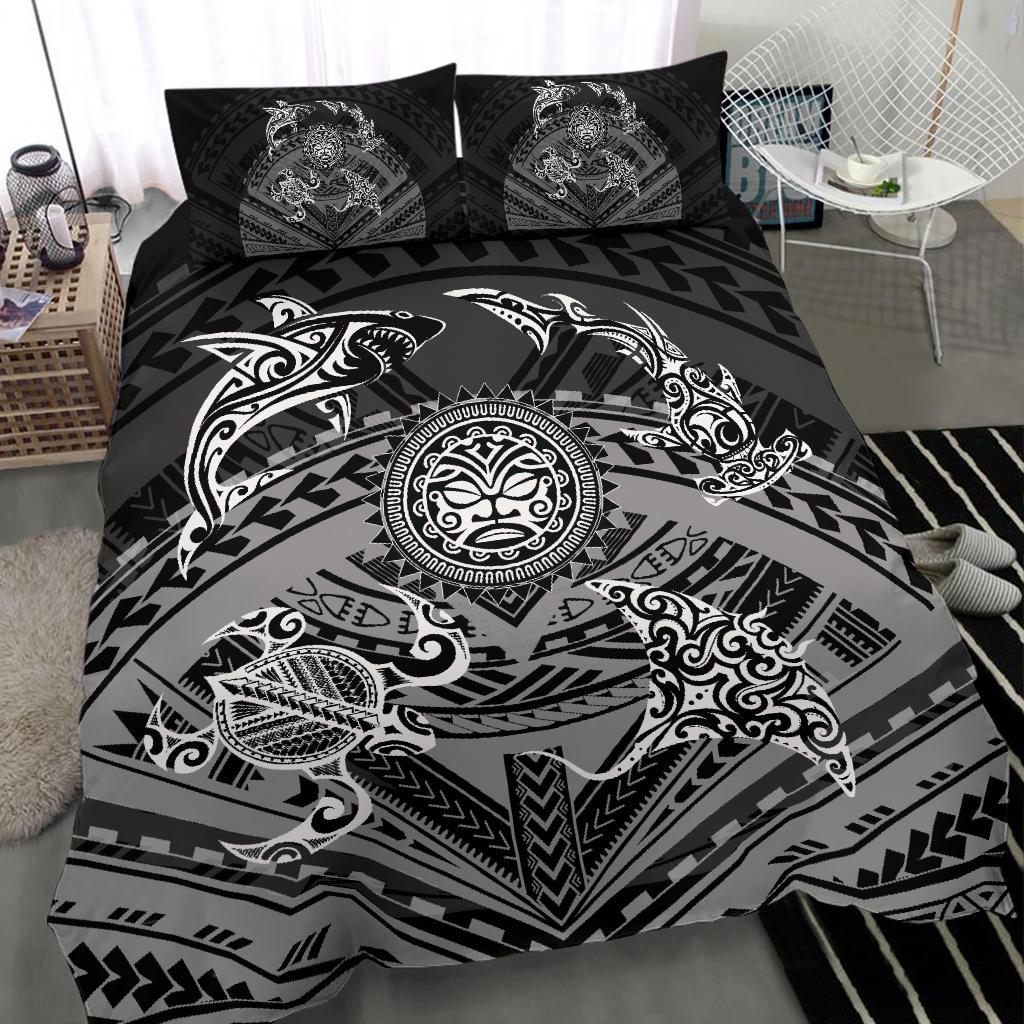 Polynesian Turtle Hammerhead Shark Manta Ray Hawaii Bedding Set Circle - Polynesian Pride