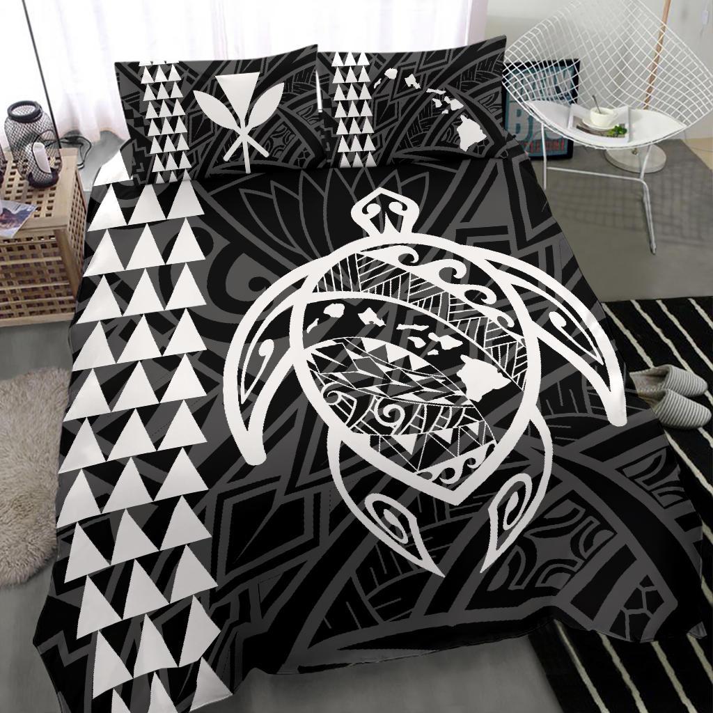 Hawaiian Map Kakau Turtle Kanaka Polynesian Bedding Set - Polynesian Pride