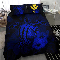 Hawaiian Map Hibiscus Kanaka Polynesian Bedding Set - Harold Turtle - Blue - Polynesian Pride