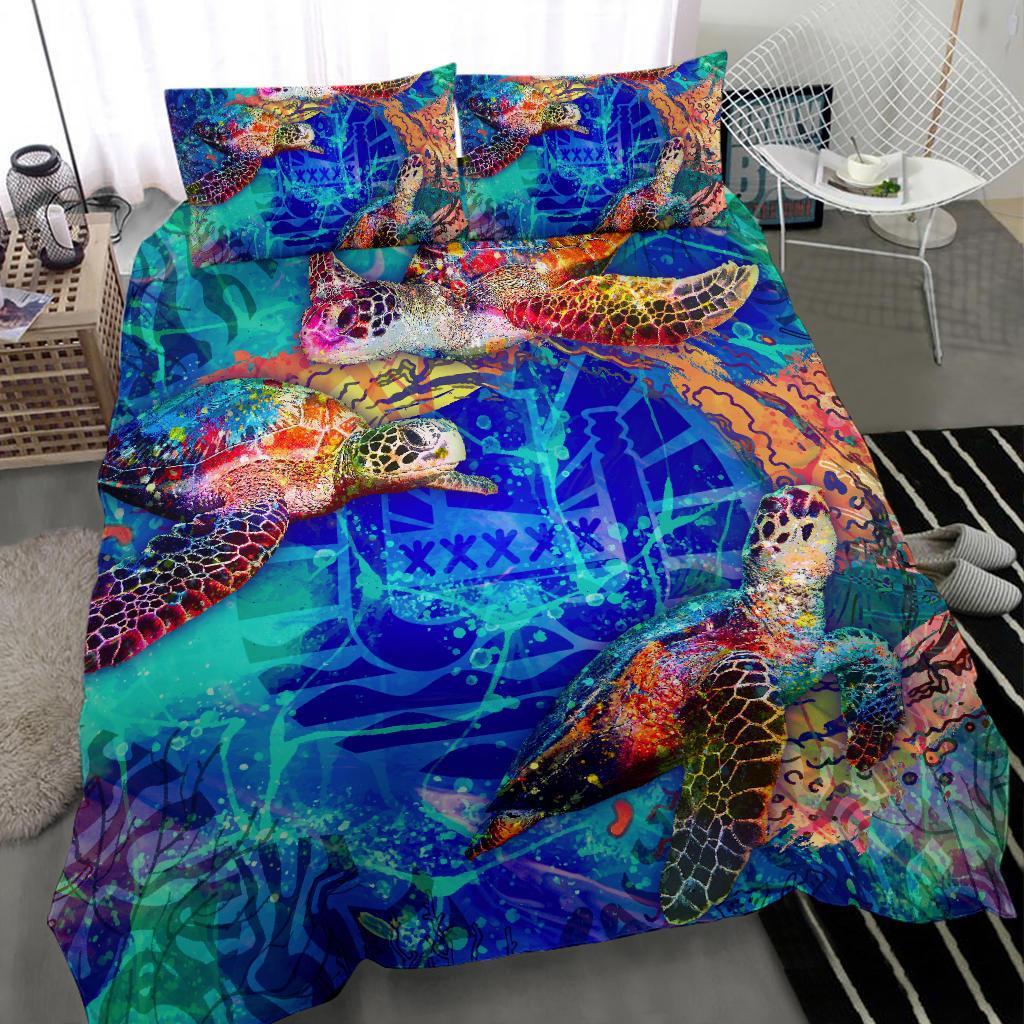 Tahiti Polynesian Duvet Cover Set - Coral Treasure BLUE - Polynesian Pride