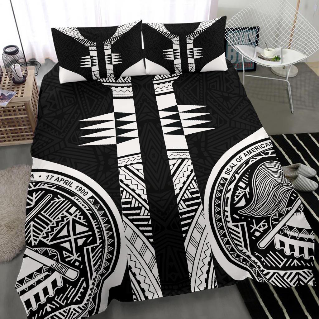 American Samoa Polynesian Duvet Cover Set - Black Armor Tattoo Black - Polynesian Pride