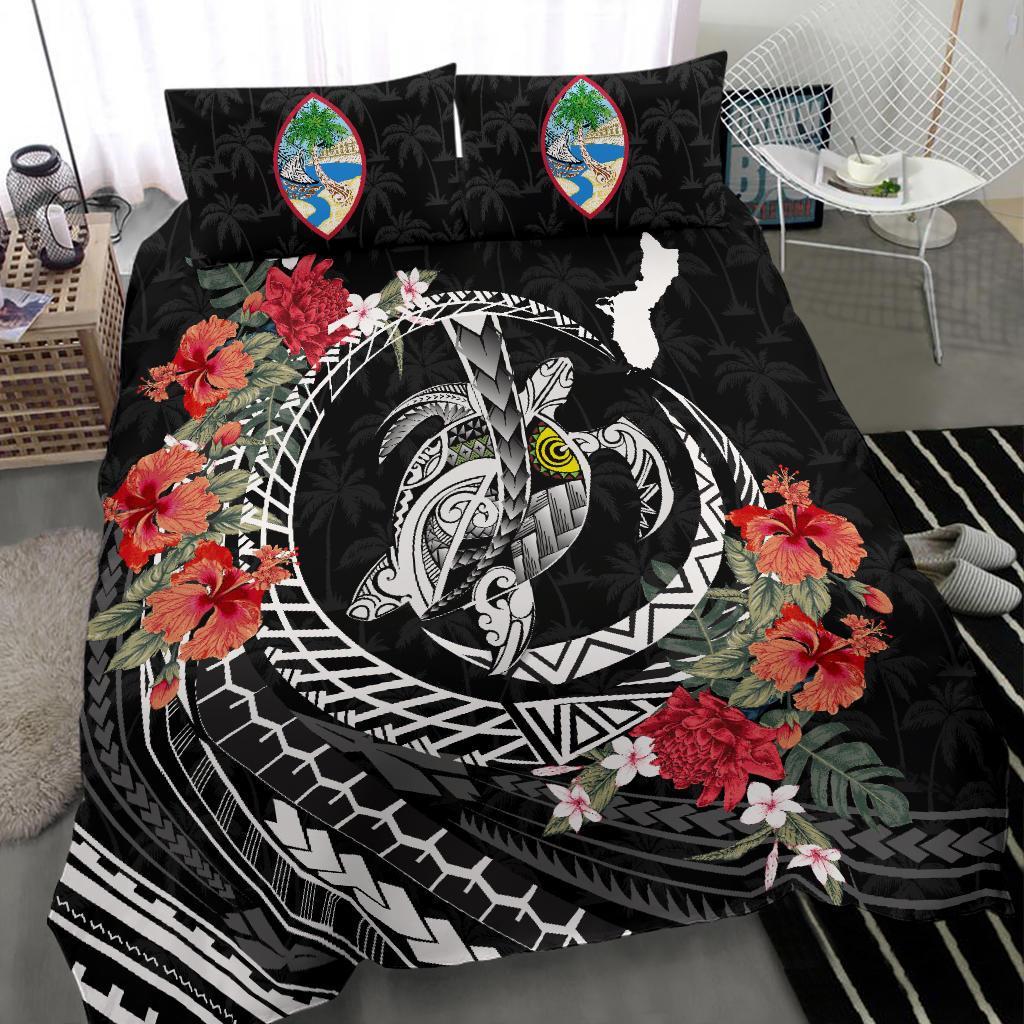 Polynesian Duvet Cover Set - Guam Bedding Set Polynesia Map Turtle Hibiscus - Polynesian Pride