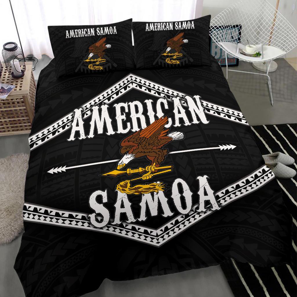 Polynesian Duvet Cover Set - American Samoa Duvet Cover Set Black Eagle Black - Polynesian Pride