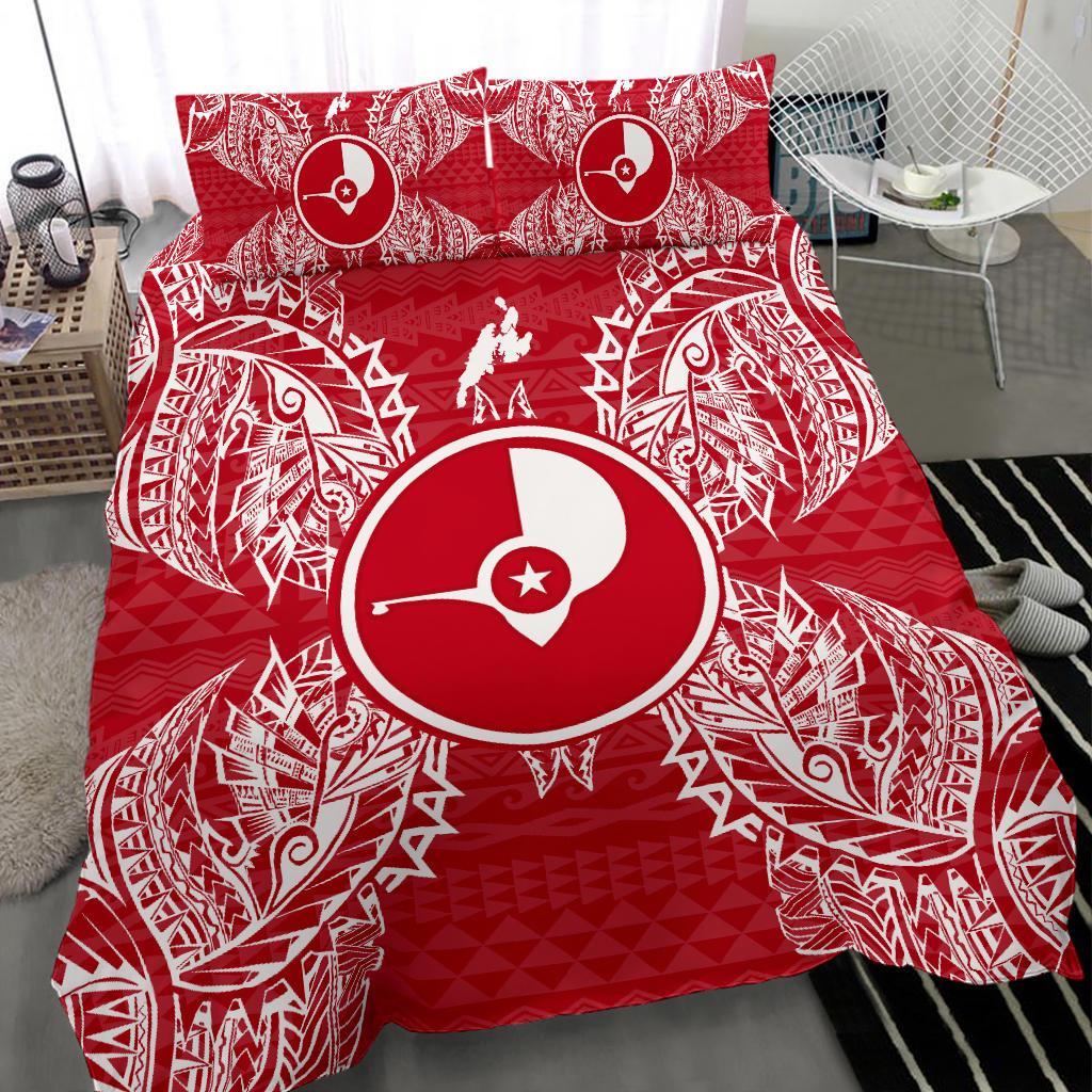 Polynesian Bedding Set - Yap Duvet Cover Set Map Red White - Polynesian Pride