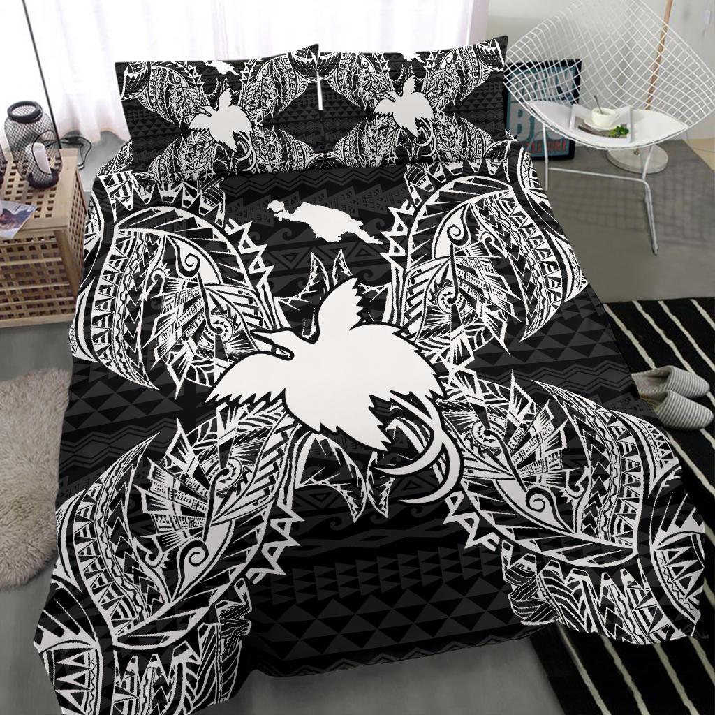 Polynesian Bedding Set - Papua New Guinea Duvet Cover Set Map Black - Polynesian Pride