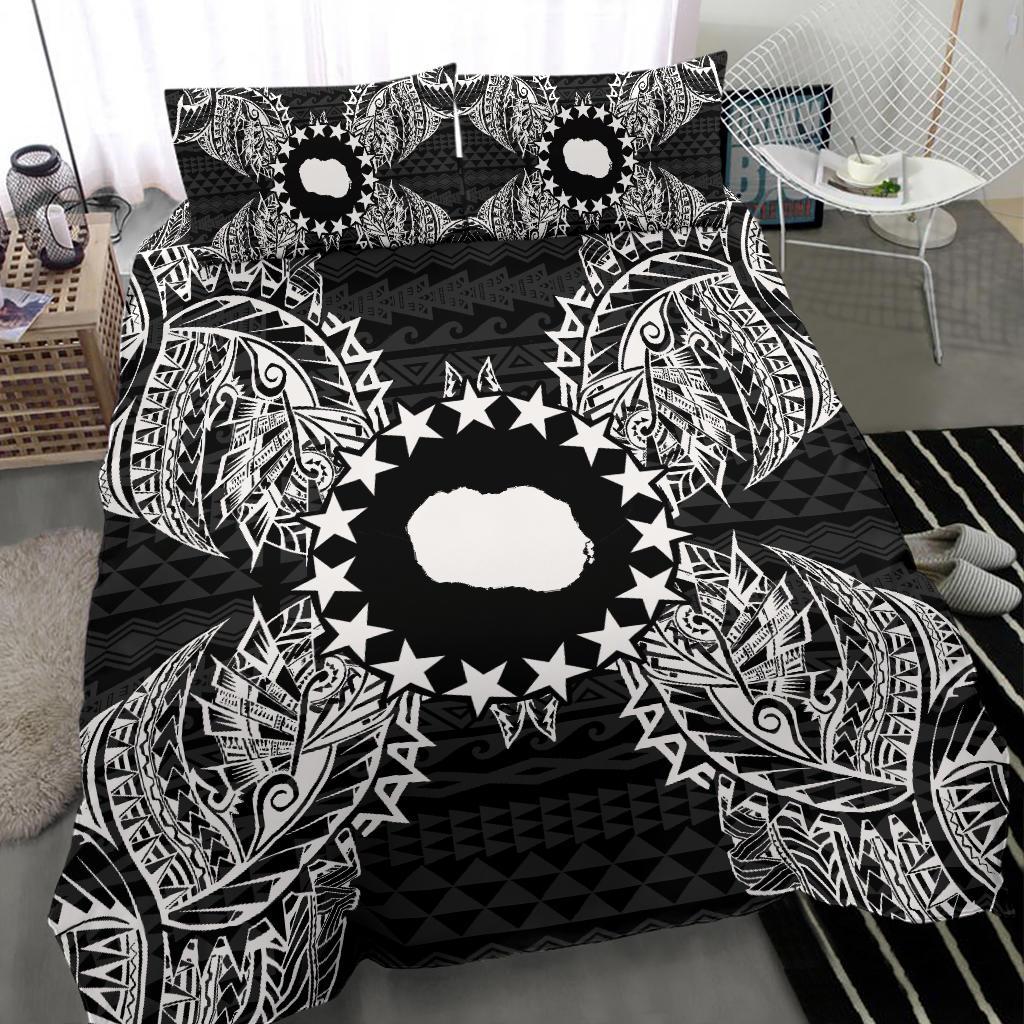 Polynesian Bedding Set - Cook Islands Duvet Cover Set Map Black - Polynesian Pride