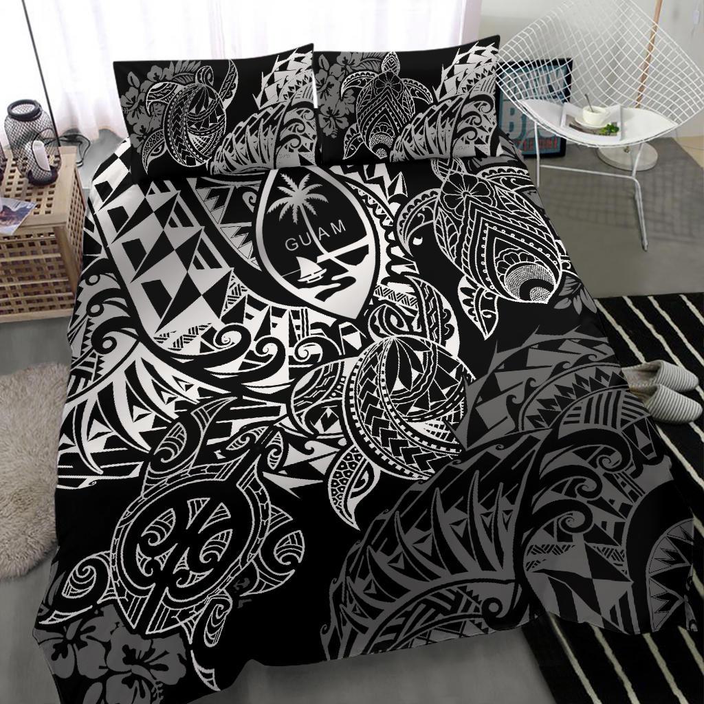 Polynesian Duvet Cover - Guam Bedding Set - White Turtle Flowing - Polynesian Pride