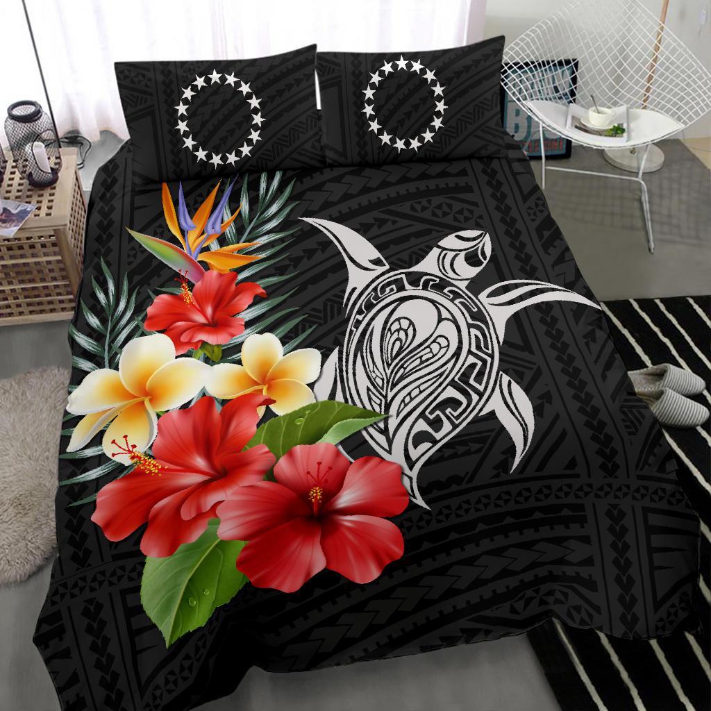 Polynesian Duvet Cover Set - Cook Island Bedding Set Polynesia Hibiscus And Plumeria - Polynesian Pride