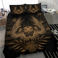Hawaiian Owl Hibiscus Plumeria Polynesian Bedding Set - Gold - Polynesian Pride