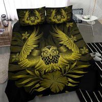 Hawaiian Owl Hibiscus Plumeria Polynesian Bedding Set - Yellow - Polynesian Pride
