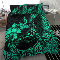 Polynesian Bedding Set - Hawaii Polynesian Duvet Cover Turquoise Humpback Whale - Polynesian Pride