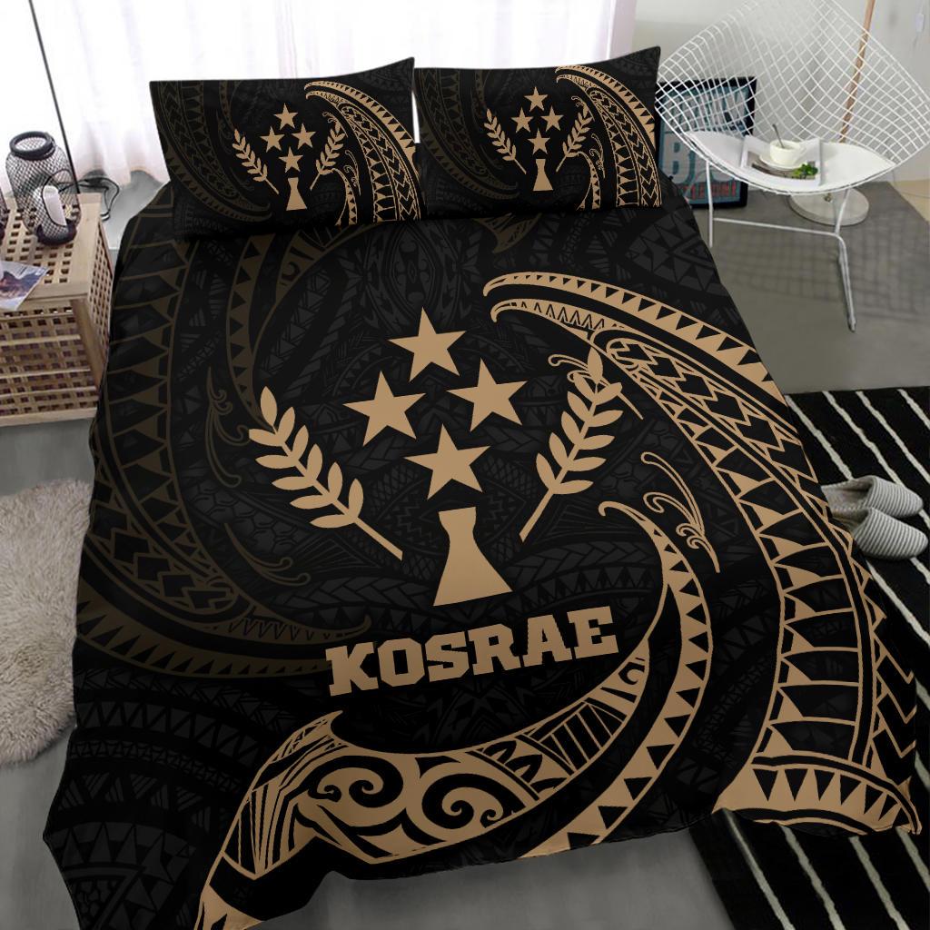 Kosrae Micronesia Bedding Set - Gold Tribal Wave - Polynesian Pride