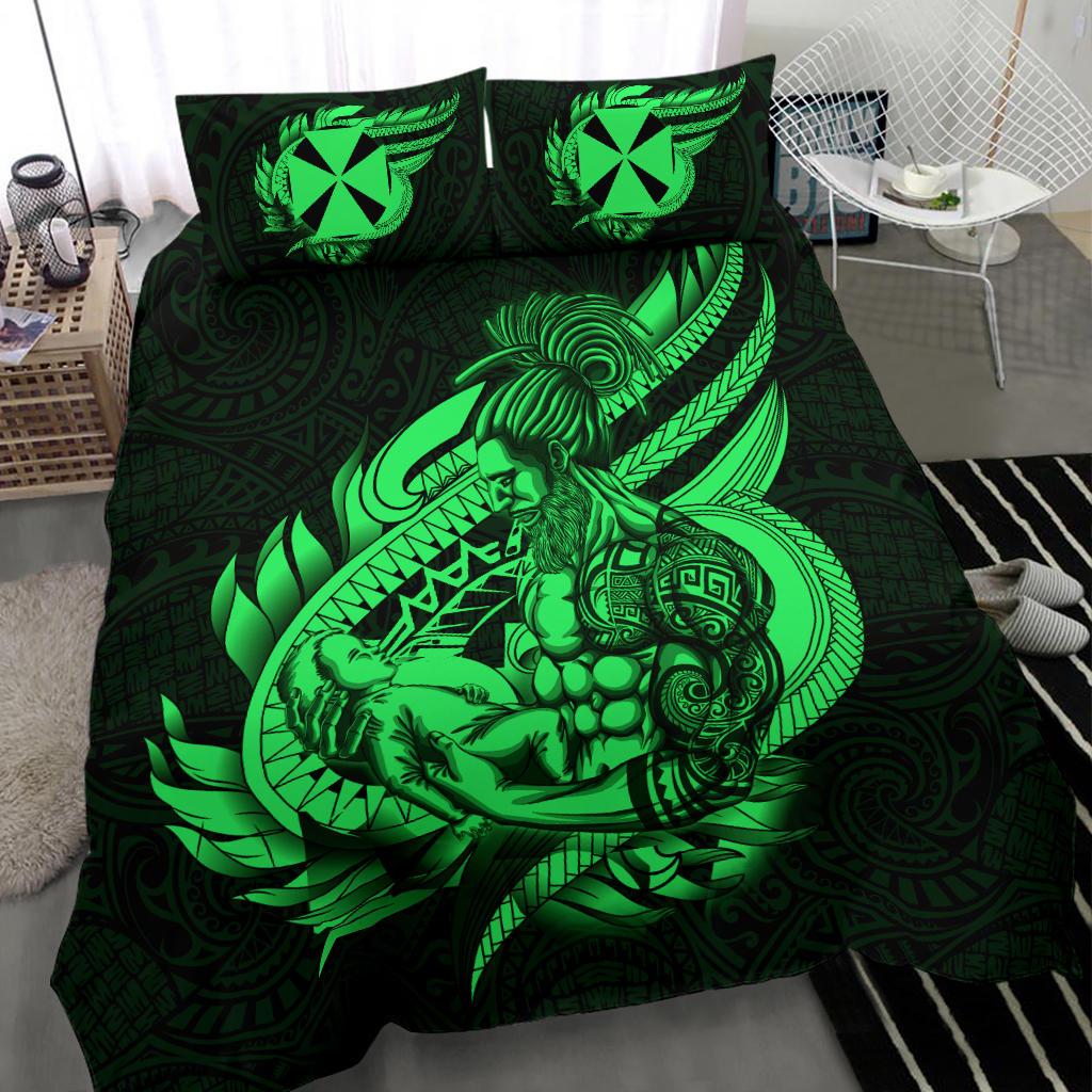 Polynesian Bedding Set - Wallis And Futuna Duvet Cover Set Father And Son Green Green - Polynesian Pride