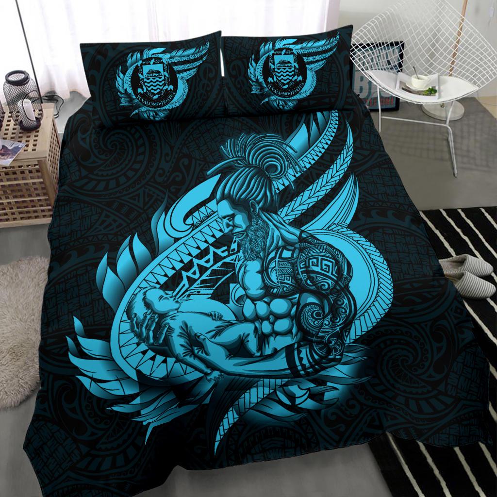 Polynesian Bedding Set - Tuvalu Duvet Cover Set Father And Son Emerald Emerald - Polynesian Pride