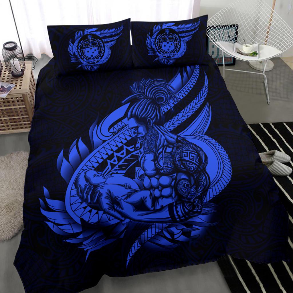 Polynesian Bedding Set - Samoa Duvet Cover Set Father And Son Blue Blue - Polynesian Pride