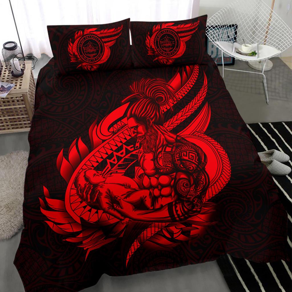 Polynesian Bedding Set - Palau Duvet Cover Set Father And Son Red Red - Polynesian Pride