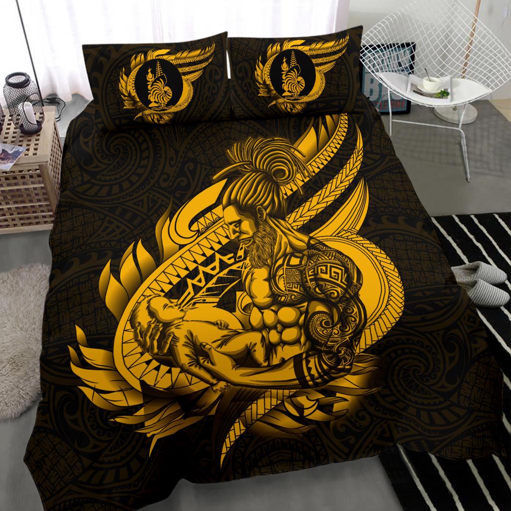 Polynesian Bedding Set - New Caledonia Duvet Cover Set Father And Son Gold Gold - Polynesian Pride