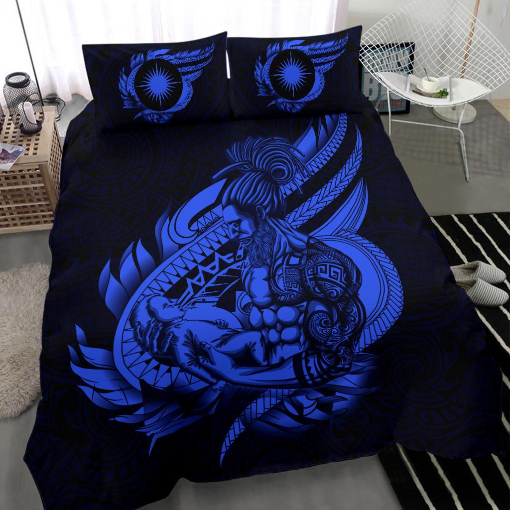 Polynesian Bedding Set - Marshall Islands Duvet Cover Set Father And Son Blue Blue - Polynesian Pride