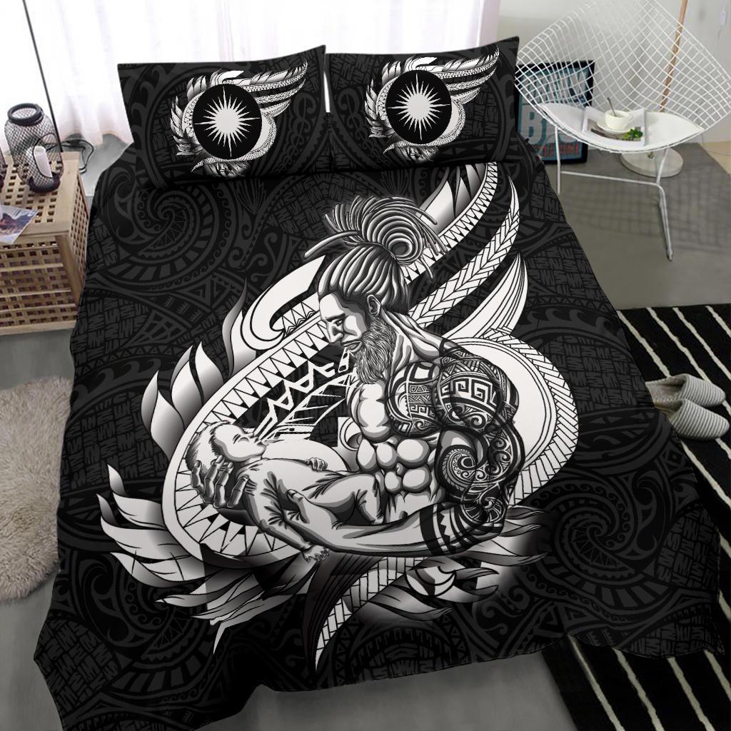 Polynesian Bedding Set - Marshall Islands Duvet Cover Set Father And Son Black Black - Polynesian Pride