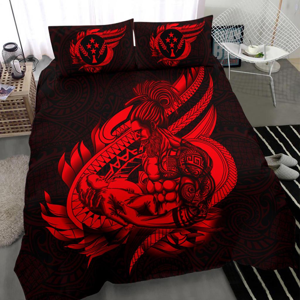 Polynesian Bedding Set - Kosrae Duvet Cover Set Father And Son Red Red - Polynesian Pride