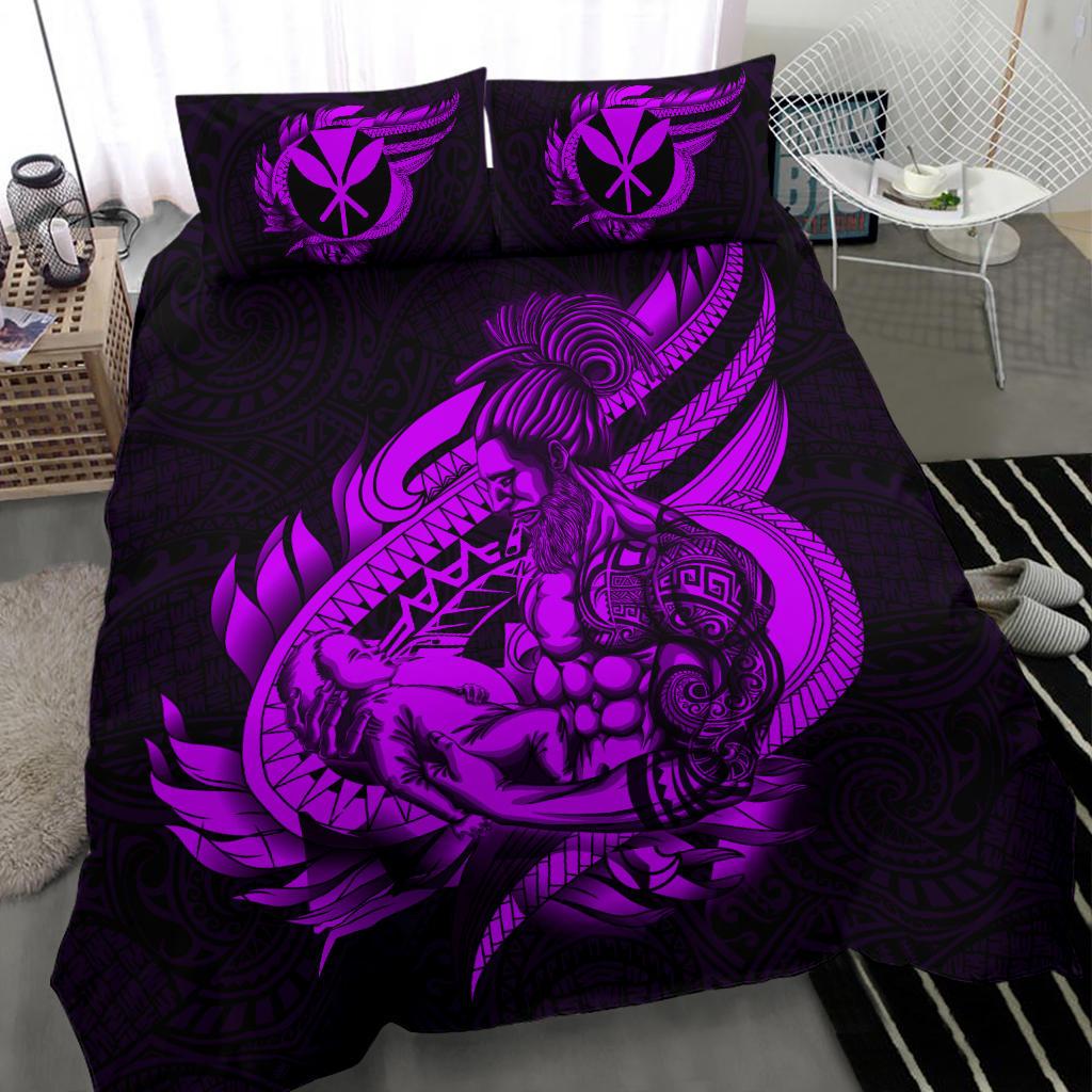 Polynesian Bedding Set - Hawaii Duvet Cover Set Father And Son Purple Purple - Polynesian Pride