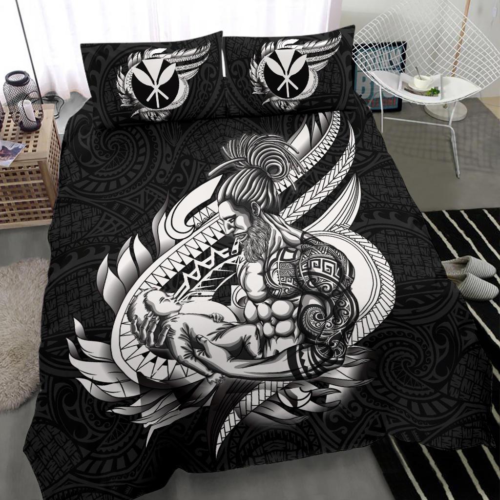 Polynesian Bedding Set - Hawaii Duvet Cover Set Father And Son Black Black - Polynesian Pride