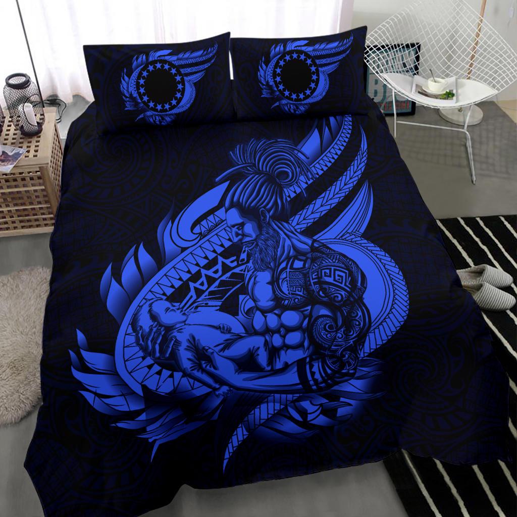 Polynesian Bedding Set - Cook islands Duvet Cover Set Father And Son Blue Blue - Polynesian Pride