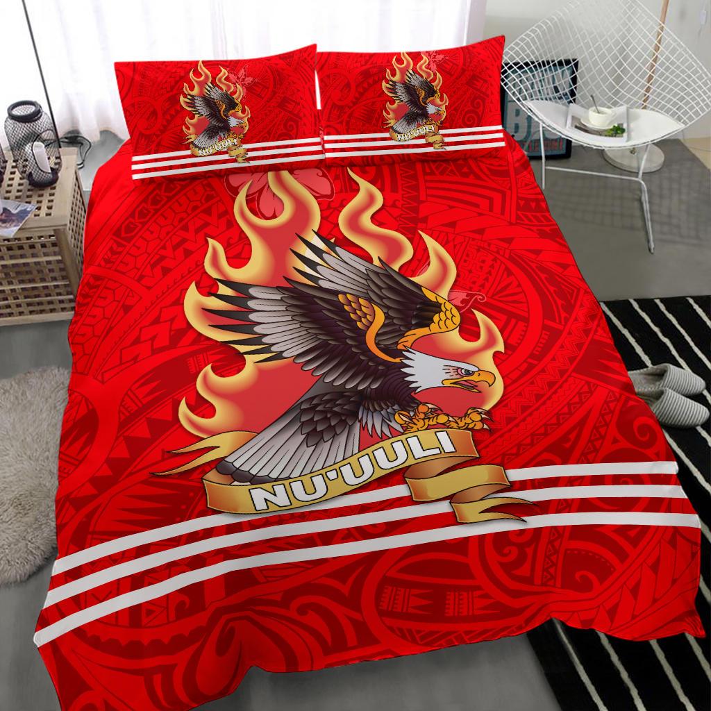 American Samoa Bedding Set - Nu'uuli Manulele Tausala Red - Polynesian Pride