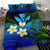 Kanaka Maoli (Hawaiian) Bedding Set, Polynesian Plumeria Banana Leaves Blue - Polynesian Pride