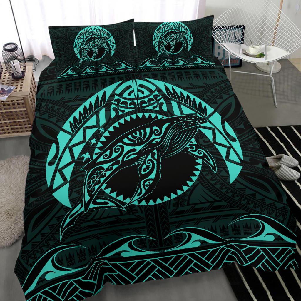 Hawaiian Polynesian Whale Bedding Set Turquoise - Polynesian Pride
