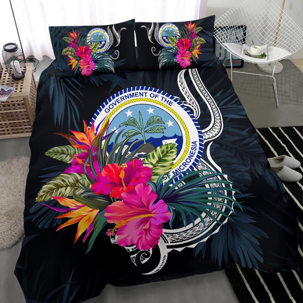 Polynesian Bedding Set - Federated States Of Micronesia Duvet Cover Set Tropical Flowers - Polynesian Pride