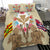 Hawaii Map Kanaka Two Men Holding Flag Bedding Set - AH - Beige Ver2 - Polynesian Pride