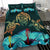 Personalized - Hawaii Map Turtle Hibiscus Polynesian Luxury Bedding Set - Honu Ohana - Polynesian Pride