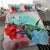 Hawaii Map Kanaka Sea Turtle Hibiscus Bedding Set - AH - Blue Pink - Polynesian Pride