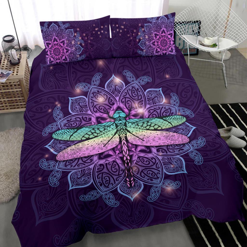 Maori Mandala Dragonfly Bedding Set Purple - Polynesian Pride