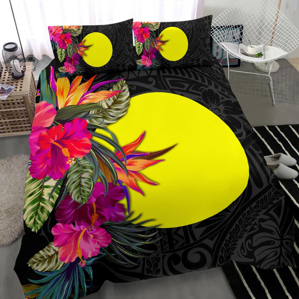 Palau Bedding Set - Polynesian Hibiscus Pattern Black - Polynesian Pride