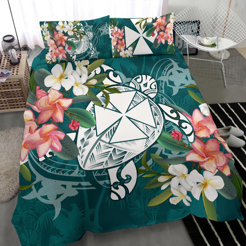 Wallis And Futuna Polynesian Bedding Set - Turtle with Plumeria - Polynesian Pride