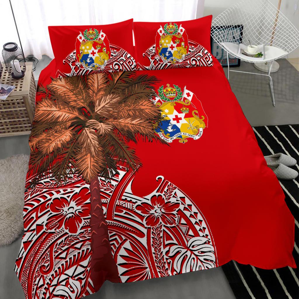 Tonga Bedding Set - Polynesian Palm Tree Flag Red - Polynesian Pride